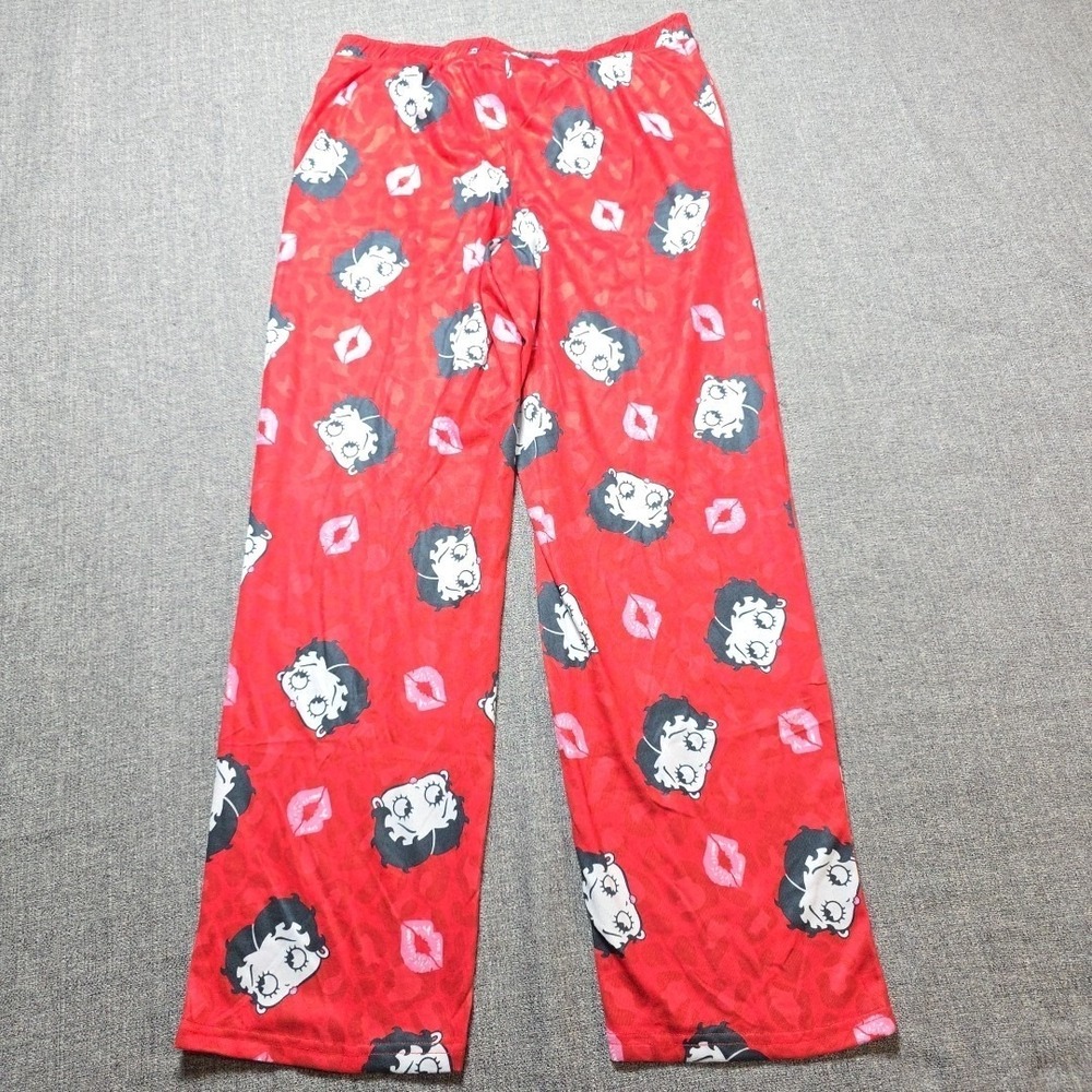 Betty Boop 8/10 M Womens Sleepwear Pajama Pants Red Cartoon Print - Picture 5 of 5